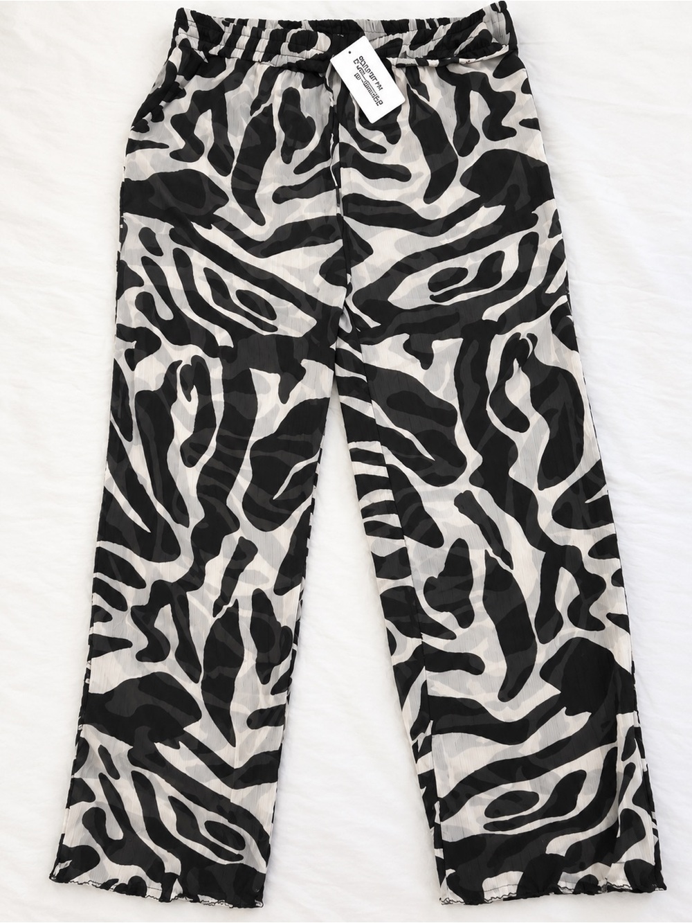 NWT Liquidience Sheer Zebra Wide Leg Pants S/M